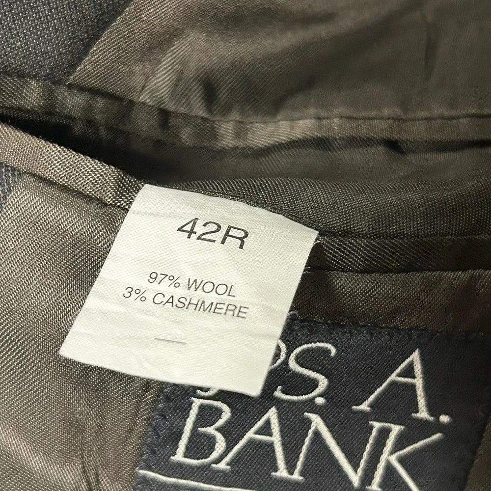 Jos A Bank Mens Blazer Career Suit Single Breasted 42 R Gray Wool Cashmere Blend